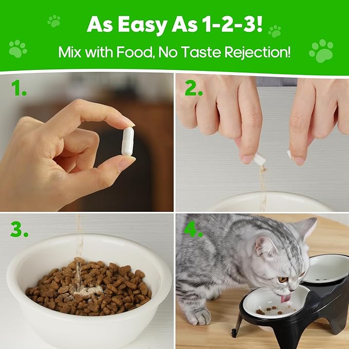 Hairball Relief for Cats, Cat Hairball Remedy, Cat Hairballs Control with Psyllium Seed Husk and Vitamins, Helps Eliminate & Prevent Hairballs, Supports Healthy Digestion & Coat, 100 Capsules