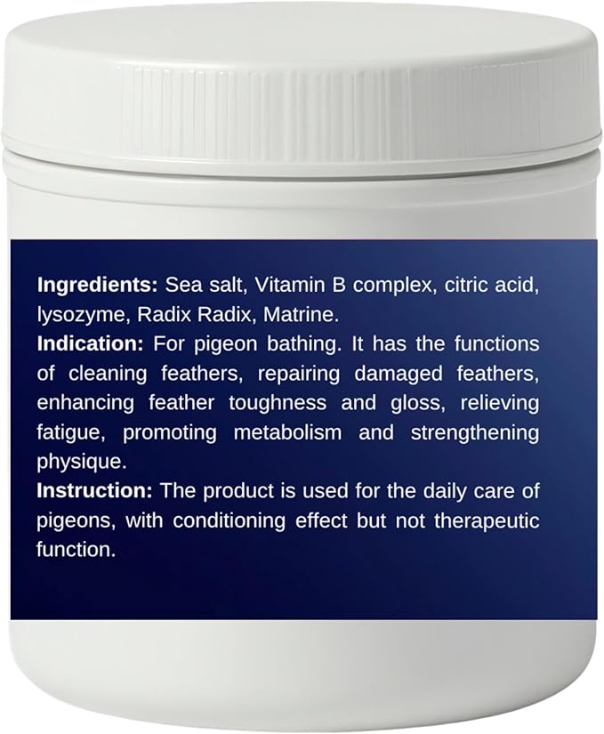 Pigeon Bath Salt – Natural Sea Salt with Vitamin B & Herbal Extracts – Cleans Feathers, Enhances Shine & Promotes Relaxation for All Breeds of Pigeons 200 Grams