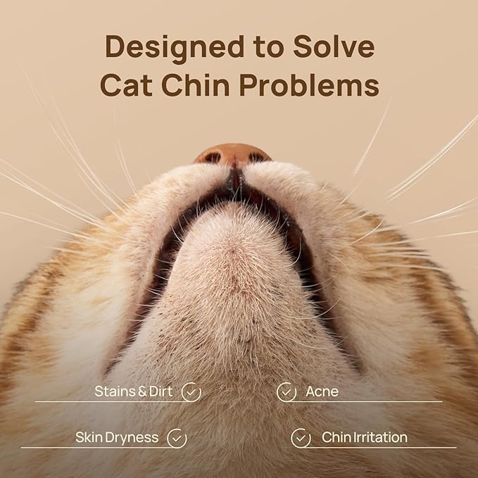 HICC PET Cat Chin Acne Finger Wipes – Gentle Enzyme Complex Care for Feline Acne & Blackheads, Vet Recommended Daily Chin Cleaning Wipes, No-Rinse Natural Formula