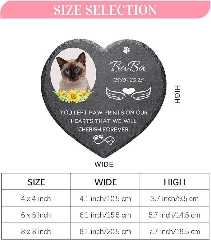Alienc Personalized Pet Memorial Stone – Custom Dog & Cat Memorial Gifts for Loss, Outdoor Pet Grave Marker, Sympathy Keepsake for Dogs and Cats