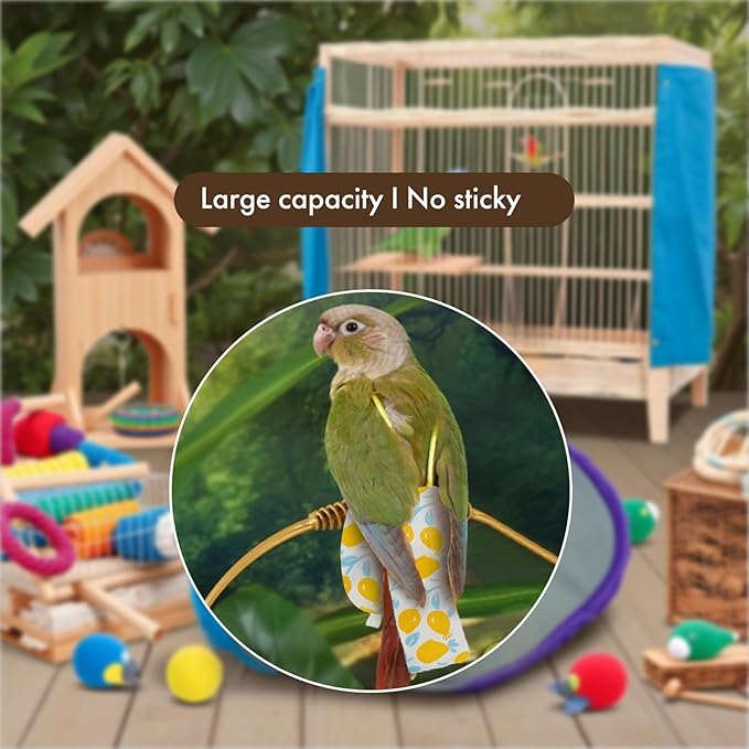 Bird Diaper Carrier Flight Suit Straps, Reusable Training Diaper Set Liners with Hook and Tow Eyes for Parrots and Cockatiels (Strawberry Red, S)