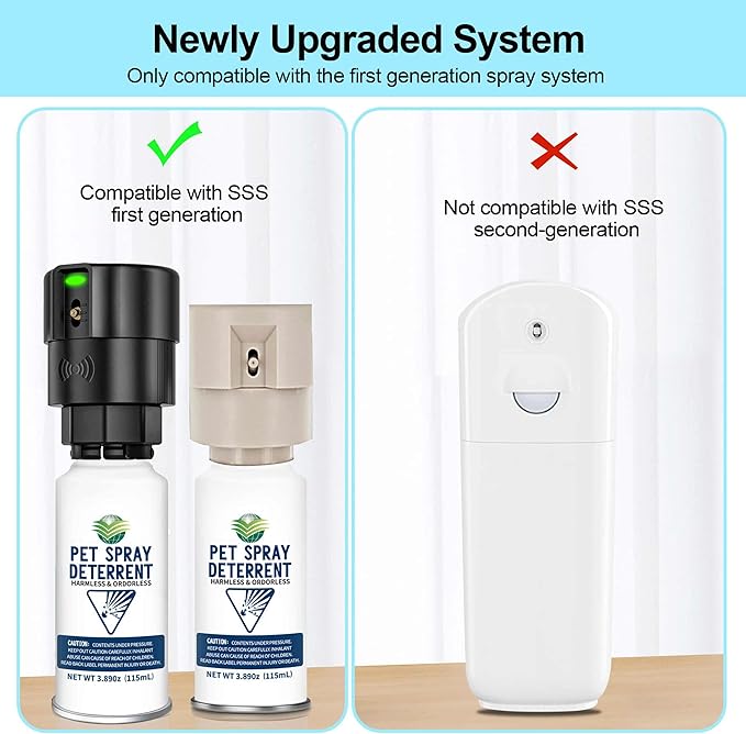 Cat Spray Deterrent System, Pet Deterrent Device Refill, CATSSS Refill [ 3.89Oz & 1 Pack ] Safe for Cats & Dogs Motion Activated Pet Deterrent Spray System-Only Applicable to The First Generation