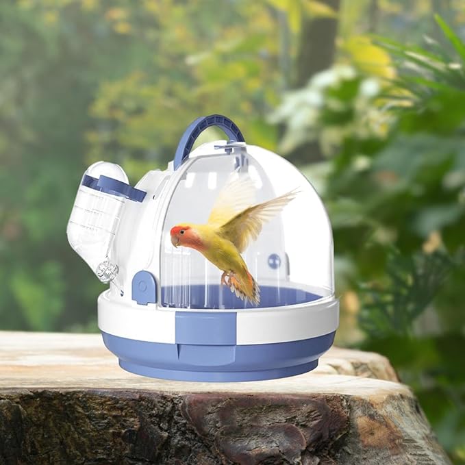 Parrot Travel Cage Bird Cage,Breathable,Portable,Hamster Carrier Cage,Small Animal Carry Case for Lovebirds Hedgehog Travel, Blue