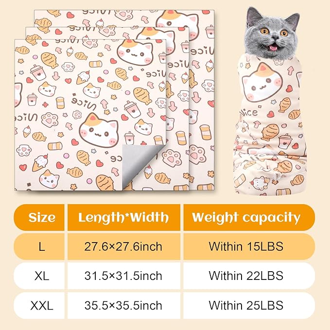 27.6 In Cat Grooming Wrap Self-Adhesive, Cat Wrap for Cutting Nails, Orange Anti-Escape Cat Restraint for Nail Clipping Cat Swaddle Wrap Cat Wrapping Cloth for Pet Cleaning and Beauty (Within 15lbs)