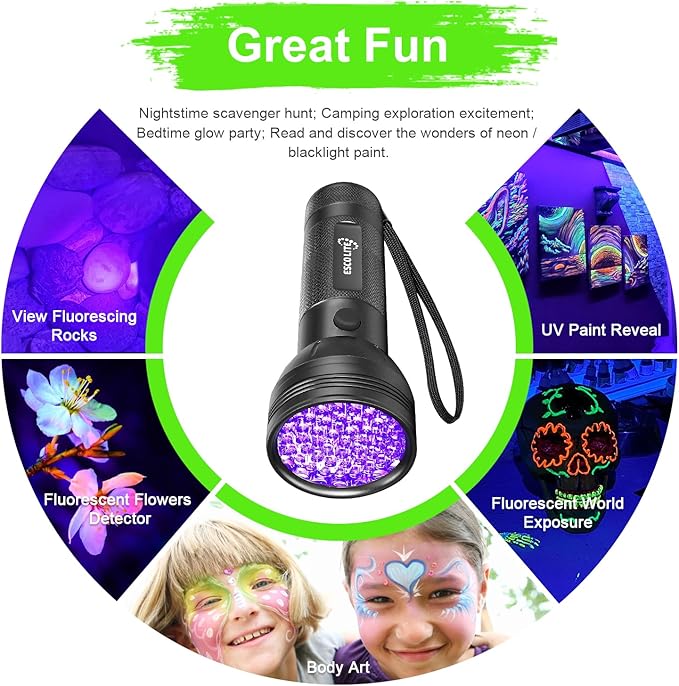 ESCO LITE Escolite UV Flashlight Black Light 100 LED& 51 LED Blacklights for Pet Urine