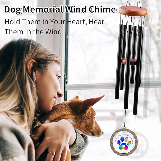 Pet Memorial Wind Chime – Dog Memorial Gifts for Loss of Pet, Loss of Pet Sympathy Gift, Pet Remembrance Bereavement Gift (Tree-Dog)