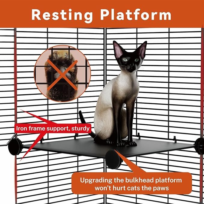 2 Tier Cat Cage Indoor, Big Wire Cat Cage Kennels Enclosures DIY Playpen Crates, Pet Pen C&C Cage for 1-2 Cats Kittens