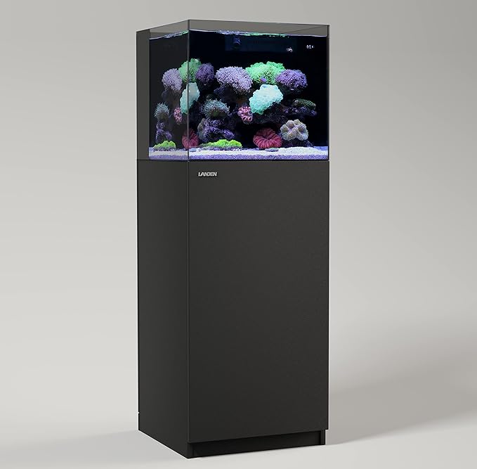 Landen 45P 15 Gallon Ultra Clear All Glass Rimless Low Iron Aquarium Tank with Rear Filtration Chamber(Return Pump Included)for Salt and Fresh Water.17.7''Wx17.7''Dx15.8''H in(45x45x40cm)6mm Thickness