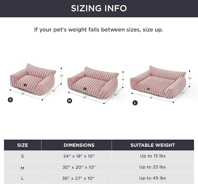 Bedsure ComfyFleece™ Cute Dog Couch for Medium Dogs - As Seen on TV on Good Day New York, Dog Couch Bed with Removable, Washable Cover, Supportive Pet Sofa, for Medium Large Dogs, 36inch, Blush Pink