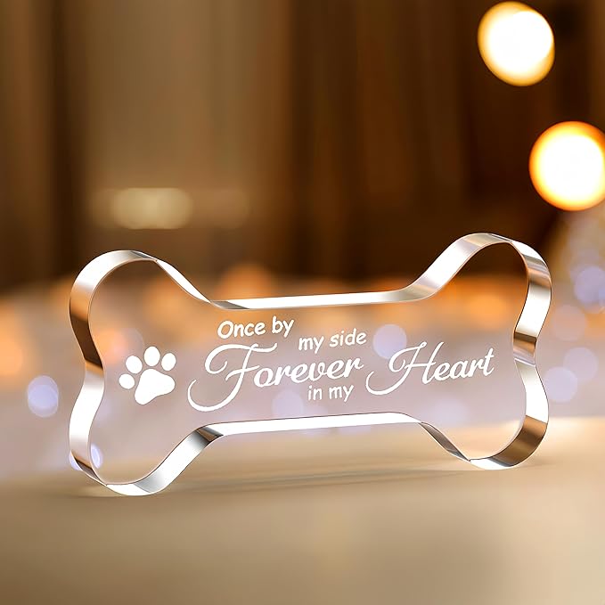 Pet Memorial Ornament Remembrance Gifts: Cynlsum Loss of Dog Cat Sympathy Gift Crystal Bone Shape Decor Ornament for Dogs Puppy Keepsake