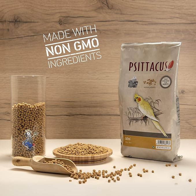 Psittacus Mini 1 lb | Complete Pellet Diet for Cockatiels, Conures and Cockatoos | Premium Food for Birds, 100% no-GMO