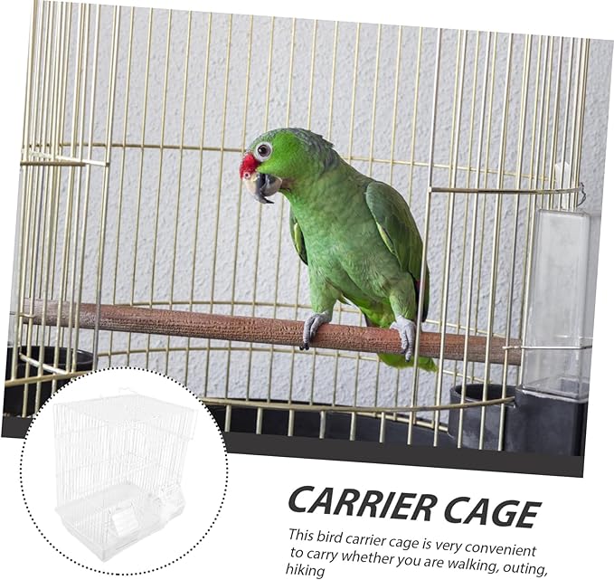 SUPVOX 1set Portable Lightweight Bird Carrier Cage for Pets Parrot Travel Cage for Finches Painted Eyebrow Birds Design Ventilation