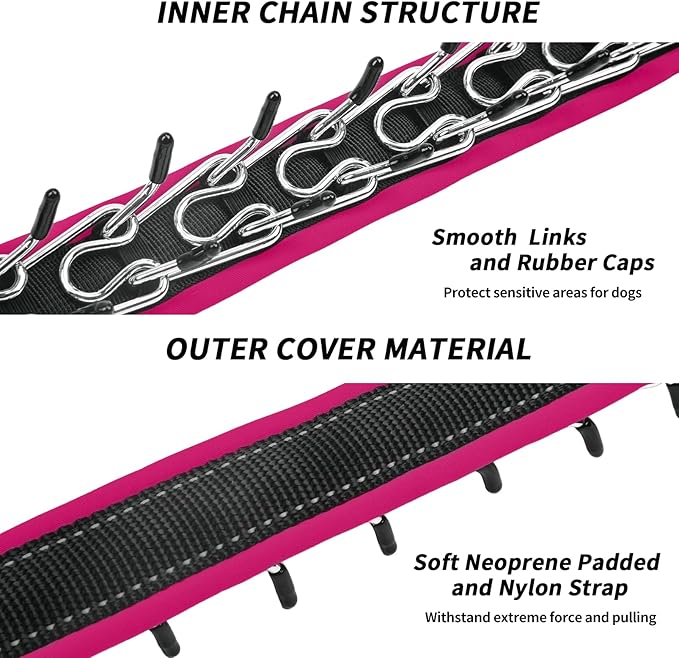 Martingale No Pull Dog Collar - Heavy Duty Nylon With Buckle, Adjustable Anti Pull Reflective Slip Collar for Large Medium Small Dog Training Walking M Hot Pink