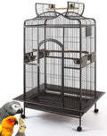 Extra Large Wrought Iron Open/Close Dome Perch Stand Play Top Bird Parrot Rolling Cage Solid Metal Plated Feeder Door Prevent Food Spillage Side Breeding Doors Around Metal Seed Guard