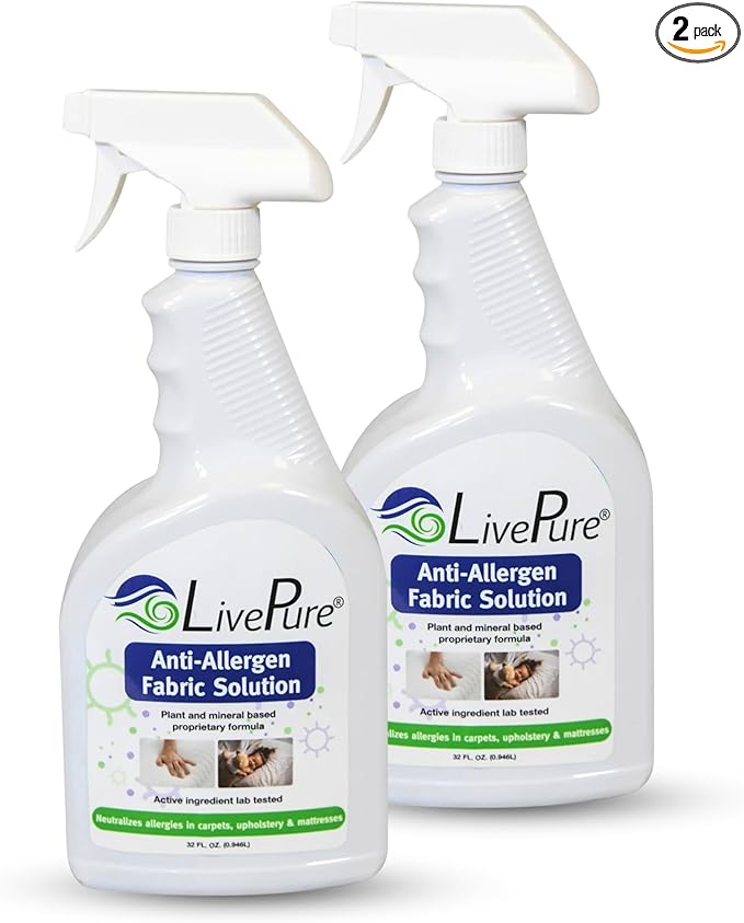 LivePure Anti-Allergen 32 OZ Fabric Spray for Household Surfaces, 2 Pack