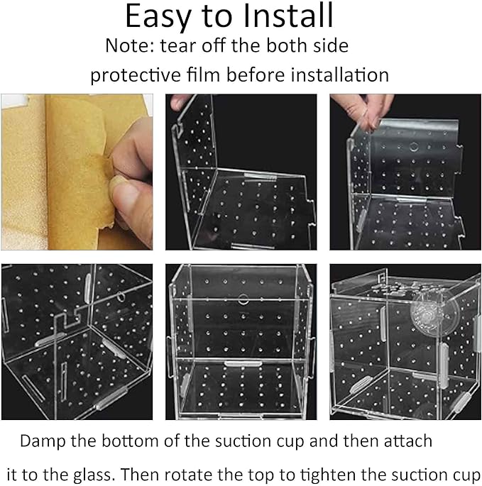 5.9 x 5.9 x 5.9 inch Acrylic Fish Breeding Box, Transparent Isolation Hatchery Incubator with Suction Cups for Guppy Shrimp Small Baby Fishes Aquarium Nursery Tank