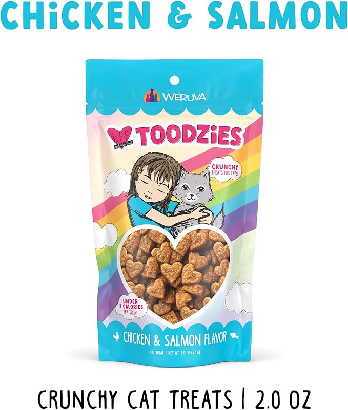 Weruva BFF Toodzies, Chicken and Salmon Crunchy Cat Treats, 2oz Bag