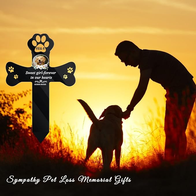 Personalized Dog Grave Markers Outdoor - Custom Pet Headstones for Dogs with Photo, Weatherproof Acrylic Memorial Plaque Stake, Sympathy Gifts for Loss of Dog, Garden Stone Alternative