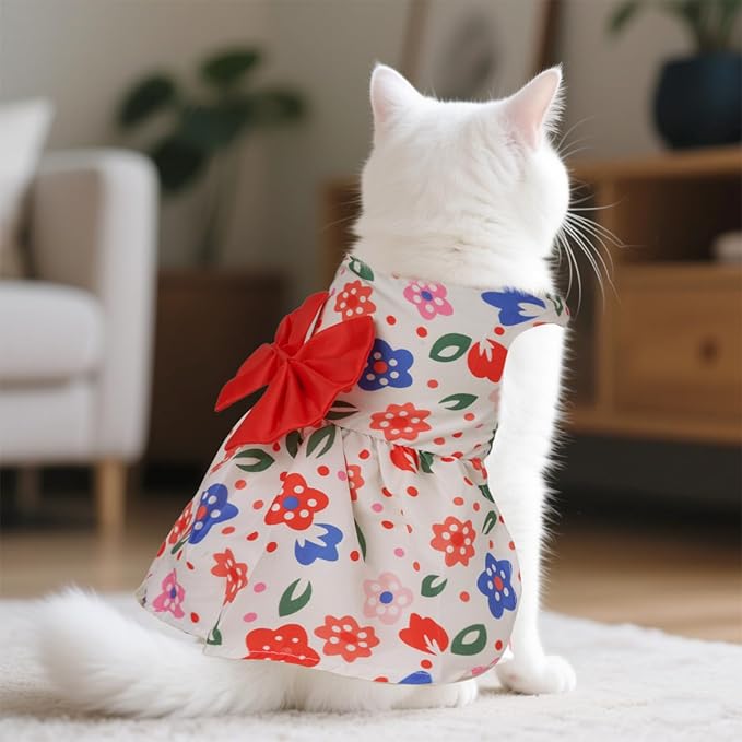choyaxo Floral Dog Dress Cute Dog Skirt Pet Dress Summer Pet Clothes for Puppy Small Cats