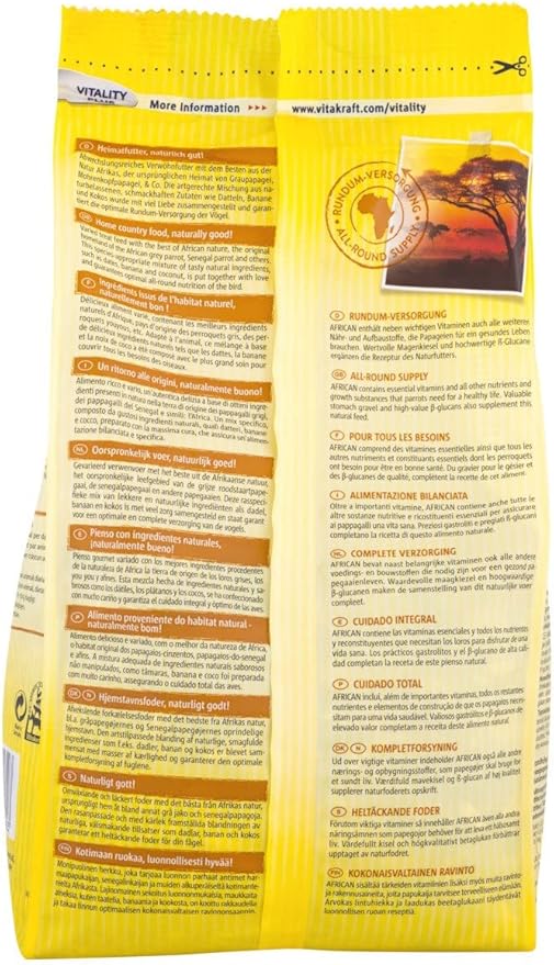 Vitakraft African Parrot Food With Figs & Carob - 750G Bag