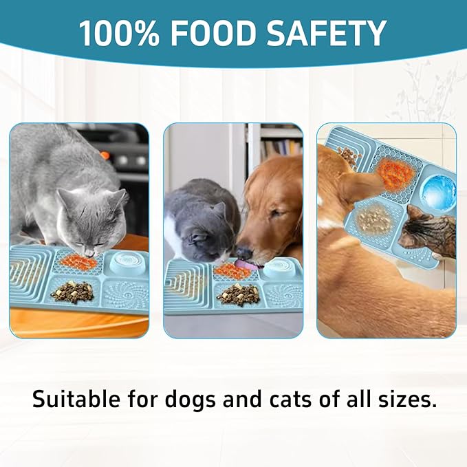 Slow Feeder Pet Licking Mat for Dogs & Cats - Food-Grade Silicone Non-Slip Pad, BPA-Free, Easy to Clean for Grooming & Bath Time