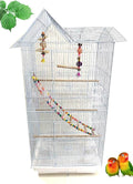 37-Inch Large Portable Double Roof Top Hanging Flight Breeding Bird Cage Play Toy Ladder For Small Parrot Cockatiel Sun Quaker Parakeet Green Cheek Conure Finch Canary Budgie Lovebird Travel Bird Cage