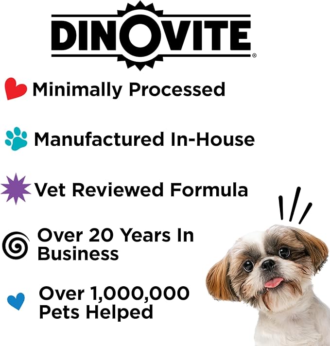 Dinovite Probiotic Supplement for Dogs, Omega 3, Hot Spot Relief, Skin & Coat Supplement, 90 Day Supply for Large Dogs
