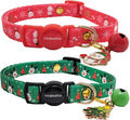 2 Pack Breakaway cat Collars with Bell,Safety Quick Release Pendant Cute Kitten Collar,Adjustable 20-30cm (Xmas1, 20-30cm)