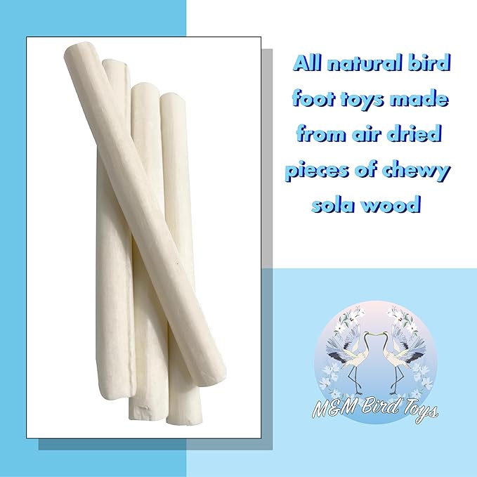 5510 Pk8 Small Sola Logs - Handcut Skinny Stick Bird Foot Toys, Made from air Dried Piece of Natural sola Wood, Lightweight, Versatile, Break Apart by Hand, Great Fun for Small and med Size pet Birds