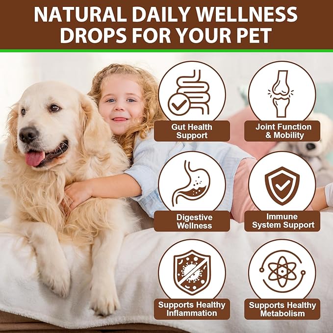 Immune Mushroom Drops for Dogs, Natural Dog Mushroom Liquid Drop with Turkey Tail Mushroom Extract Support Immune Booster, Digestive & Joint Mobility, Liquid Mushroom Supplement - 2 fl oz / 60ml