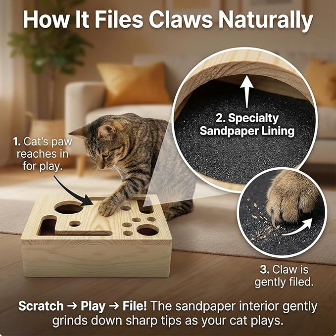 2026 New Cat Nail File Enrichment Box, Cat Scratch Puzzle Enhancement Maze Box, Indoor Cat Clipper No Pressure Substitute, Interactive Maze Toy, Stimulating Cat Energy and Instincts(1PC)