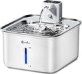 DownyPaws Cat Water Fountain Stainless Steel Wireless, 101 oz/3L FurSink Cordless Water Fountain for Cats, Battery Operated Cat Fountains for Drinking with Motion Sensor, Easy Clean, White