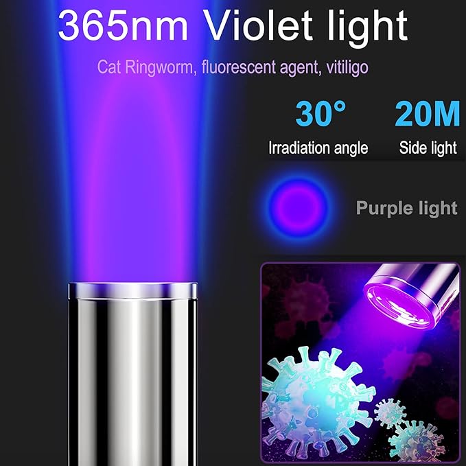 Wood's Lamp Portable,UV Black light for Pet Dog/Cat Care,cat Ringworm Detector, Pet Urine Detector, with Portable buckle and Magnetic back cover