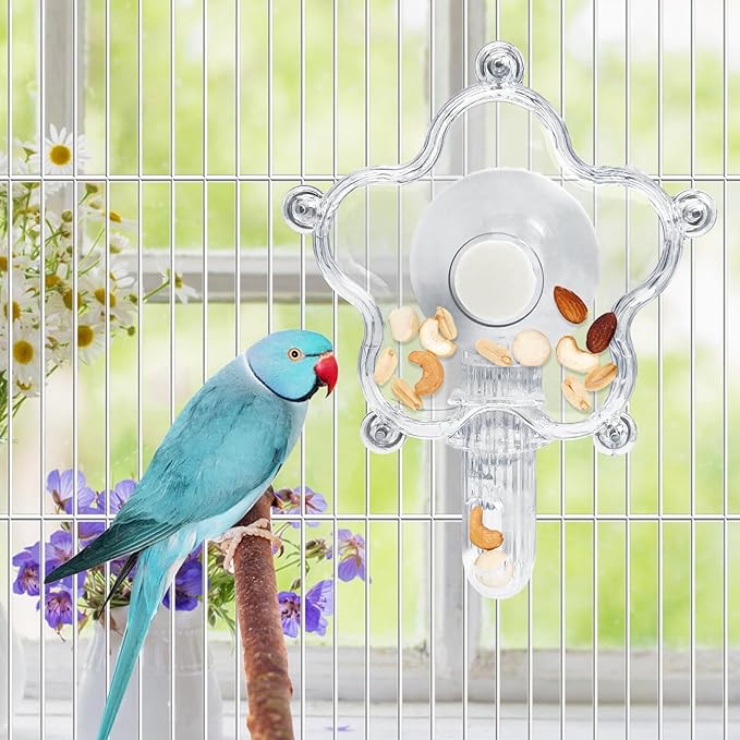 BNOSDM Bird Foraging Toys Cockatiel Foraging Wheel Parrot Cage Spinning Toys Parakeet Enrichment Puzzle Feeder Toy for Budgies Lovebirds Canaries (Transparent)