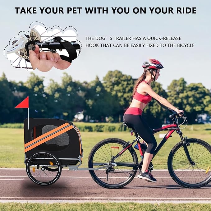 Large Dog Trailer for Bike, Folding Bike Trailer for Dogs with 18.9" Wheels, 120LB Capacity All-Terrain Pet Carrier, Universal Bicycle Coupler