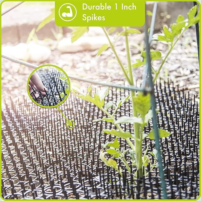 BUYTER 12 Pack 8.5 * 6.5 Inch Square Cat Scat Mats with Spikes, Cat Repellent Pads Fence Animal Barrier,Included 12 Pack Staples and 20 Pack Zip Ties (8.5''*6.5'')