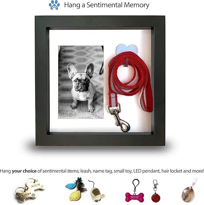 Dog Memorial Picture Frame with 5 Display Options- Dog Collar Memorial Frame Gift - Cat or Dog Pet Loss Gift for a Grieving Friend - Pet Remembrance Gift and Sympathy Photo Keepsake