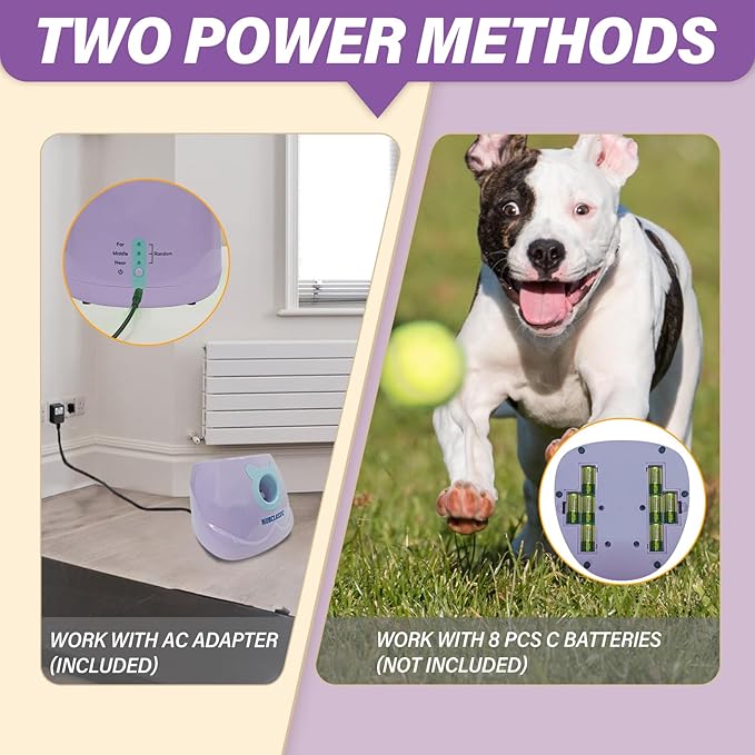ptlsy Automatic Dog Ball Launcher - Interactive Puppy Pet Indoor Thrower for Small & Medium Dogs, 3 Balls Included (2 inch, Purple)