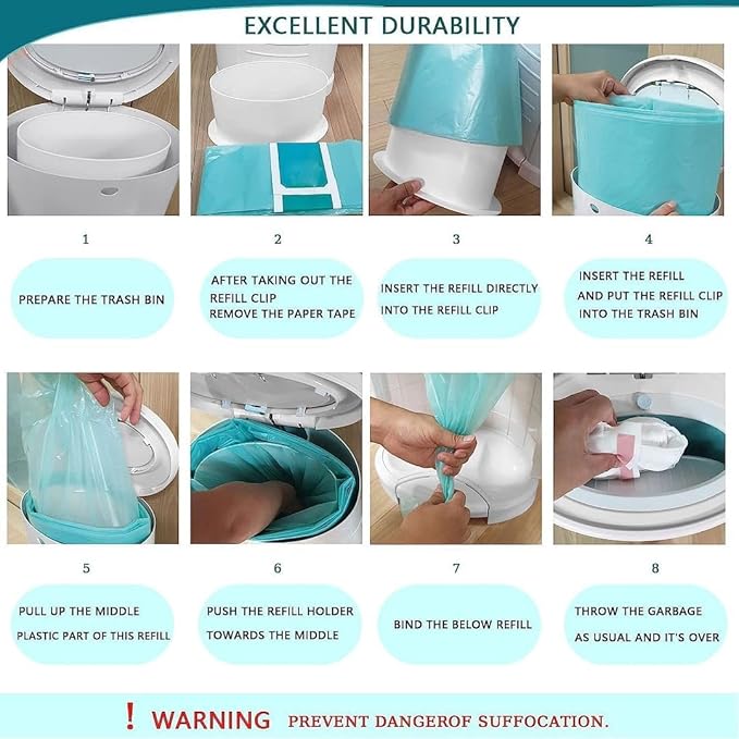 8 Pack Cat Litter Pail Liner Refills Bags Compatible with Litter Champ Litter Pail