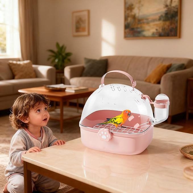 Genérico Hamster Carrier | PVC Chinchilla Carrier Cage with Water Bottle | Spacious Bird Carrier Accessories | Perfect for Parrots Parakeets and Nymphs