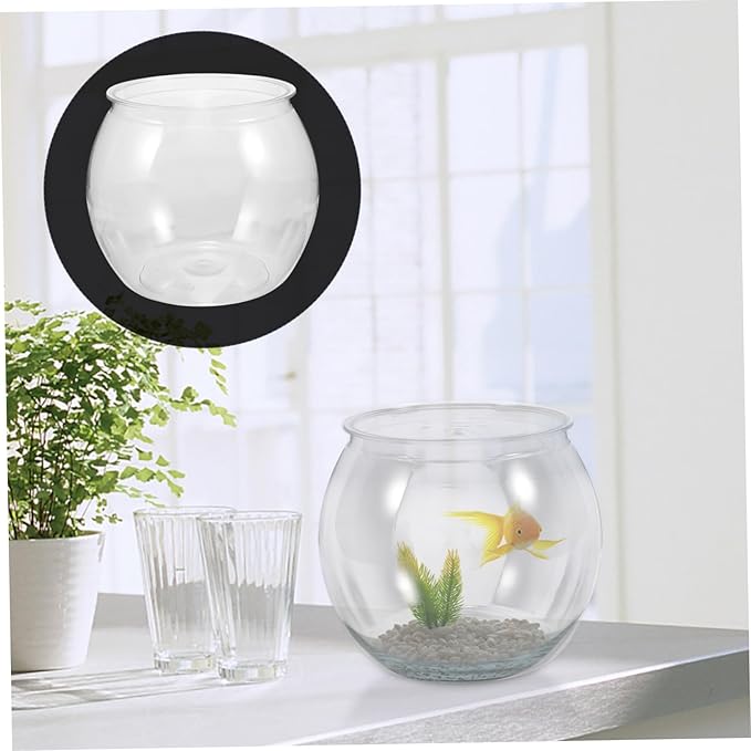 BESPORTBLE Transparent Plastic Fish Bowl Fall-Resistant Tabletop Aquarium for Betta Plants for Home Office Decor Wedding Party Use Eye-catching Design