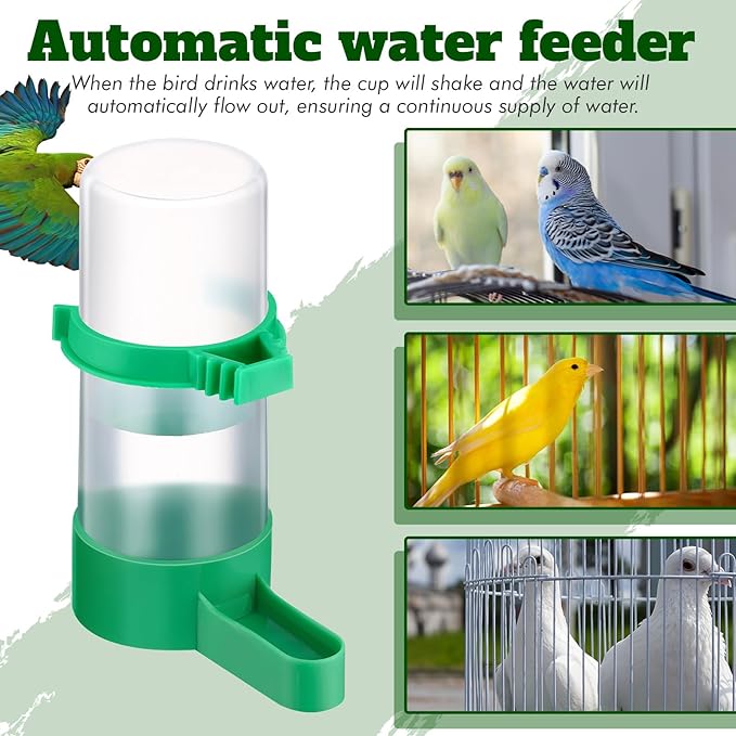 16 Pcs Automatic Bird Water Dispenser Bulk Plastic Bird Water Feeder Drinker Waterer for Pet Parrots Cage Parakeets Cockatiel Budgie Pigeon Quail Lovebirds Watering Supplies Drinking Bottle