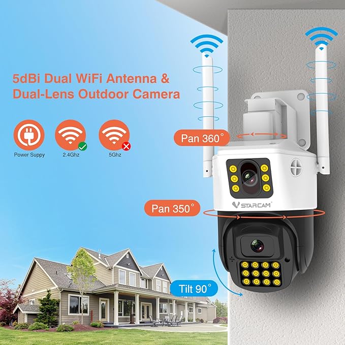 VSTARCAM 2K Outdoor Dual-Camera Security, IP66 Protection & Cloud Recording