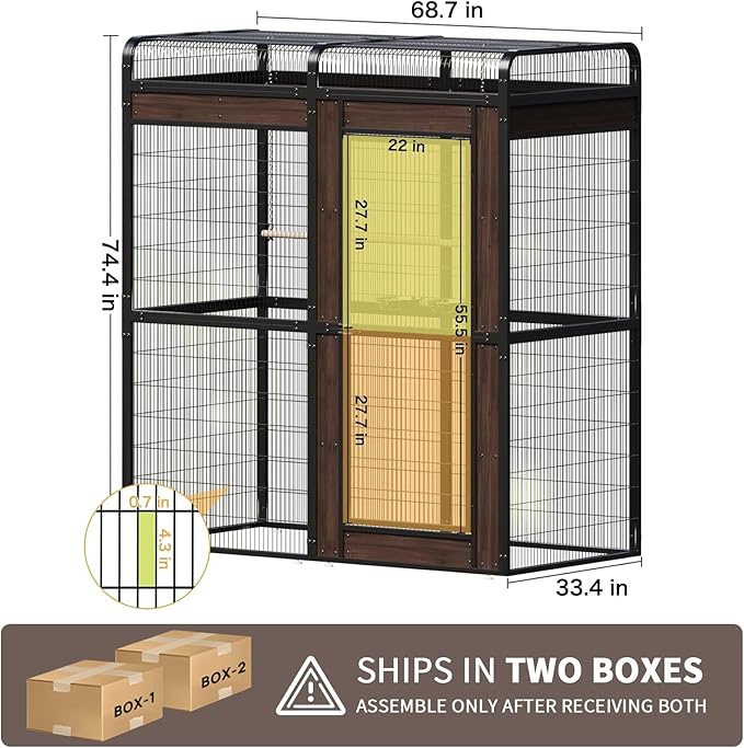 Large Bird Cage for Parakeets Outdoor Bird Aviary Parrot Cage with Perch, Birdcage for Macaws Canaries Parrots Budgie Lovebirds-Black (2 Box Set)