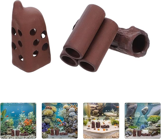 LUOZZY 3 Pcs Purple Sand Ceramic Aquarium Breeding Cave for Fish Shrimp Betta Spawning Hideout Shelter