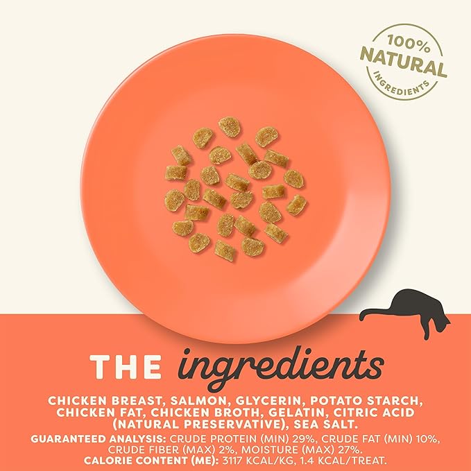 Applaws Natural Chewy Cat Treats, Grain-Free, High Protein, Limited Ingredients, No Artificial Additives or Fillers, Healthy & Nutritious Snack for Cats, Chicken & Salmon (12 x 2.0oz Bags)
