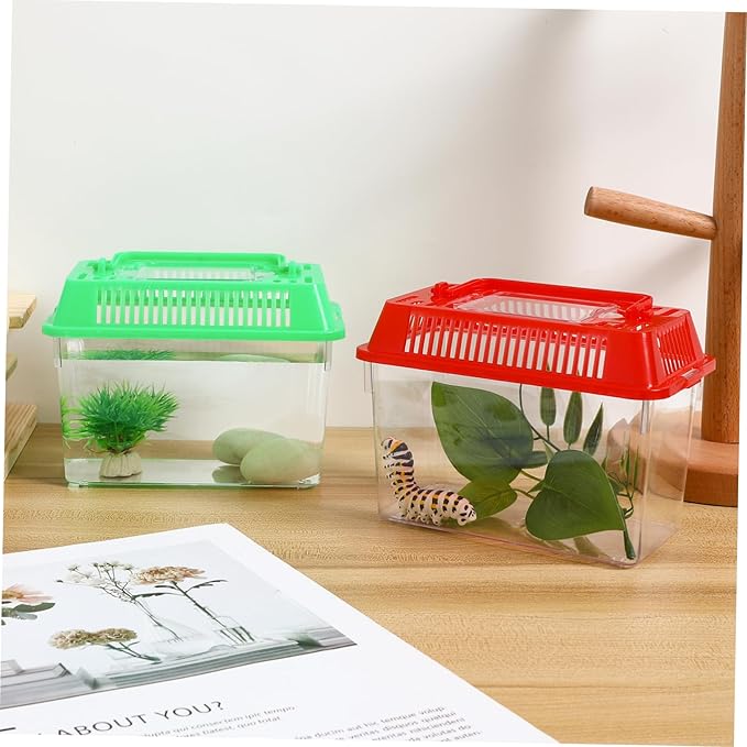 UPKOCH 4pcs Portable Fish Tank Pet Box Tank Fish Decoration Goldfish Crab Gel Reptile Basket Handheld Kit Accessories Stick Insect Aquariums Frog Terrarium Plastic