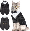 QBLEEV Cat Tuxedo Suit, Sphynx Cat Suit for Cat with Bow Tie, Cat Halloween Costumes for Cats Only, Kitten Formal Attire Wedding Birthday Onesie Clothes for Male Female Hairless Cats