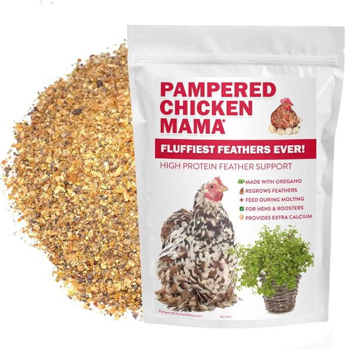 Pampered Chicken Mama Backyard Chicken Molting Supplement: Fluffiest Feathers Ever Backyard Chicken Feed and Supplies for Hens (6 Pound Economy Size)