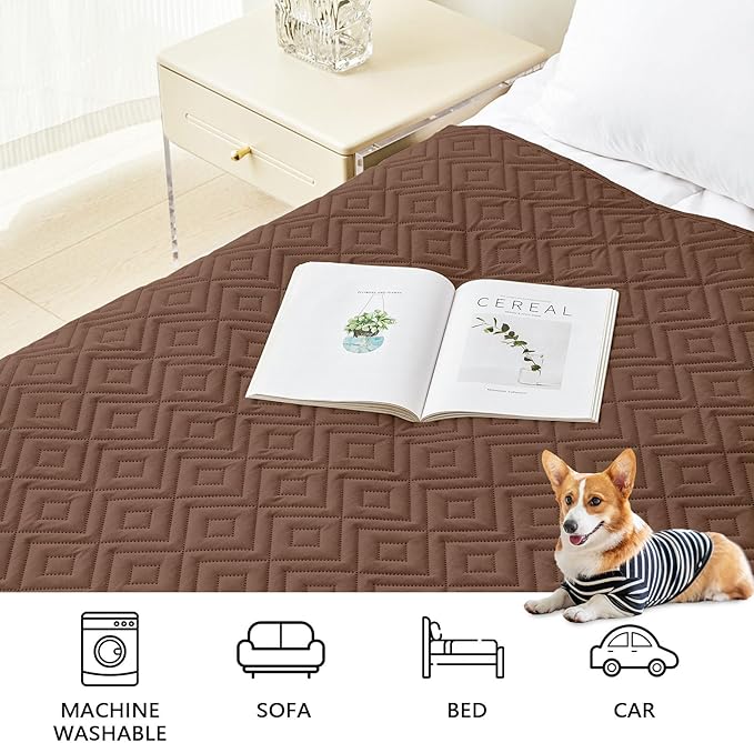hyha Waterproof Dog Blanket, Soft Pet Bed Blankets, Waterproof Sofa Couch Cover for Dogs Washable, Reversible Pet Couch Covers for Sofa Furniture (82x102 Inch, Brown/Chocolate)